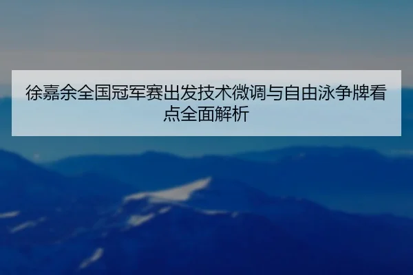 徐嘉余全国冠军赛出发技术微调与自由泳争牌看点全面解析